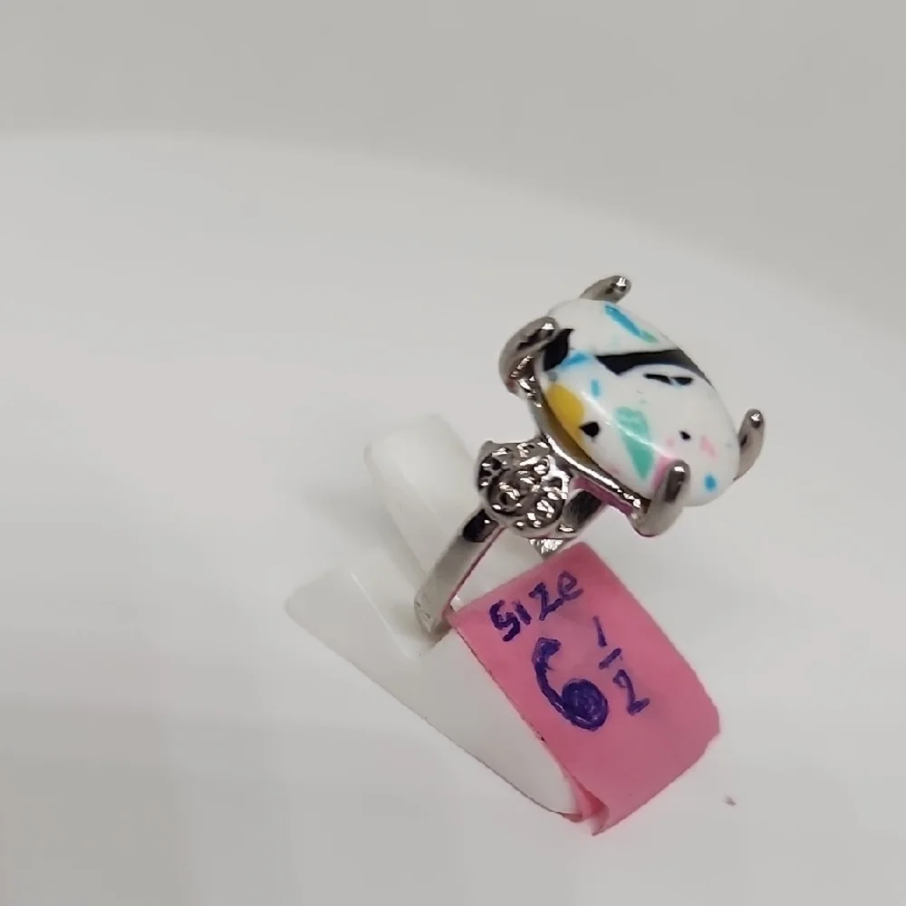 Silver Ring with Colorful Stone - Picture 4 of 9